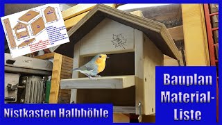 DIY Nistkasten Halbhöhle für Rotkehlchen  Bauplan zum selber Bauen ist in der Beschreibung verlinkt [upl. by Charmion]