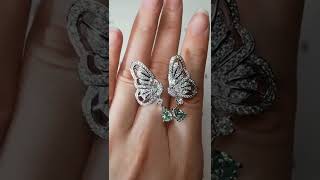 Doveggs peacock blue butterfly moissanite earrings for women [upl. by Skillern]