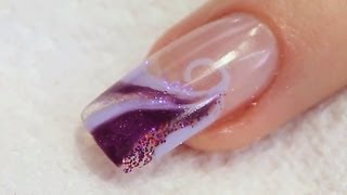 Glitter and UV Gel Swirl Nail Design Tutorial [upl. by Akemak]