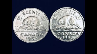 Canada 5 Cents  1952 King George VI  1953 Queen Elizabeth II  Chromium Plated Steel  12 Sided [upl. by Ahsineg]