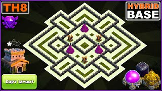 NEW BEST TH8 Hybrid Base 2023 COPY LINK  COC Town Hall 8 Symmetrical Base [upl. by Nanon642]