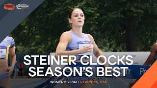 Abby Steiner dominates 200m in New York  Continental Tour Gold 2023 [upl. by Odnarb]