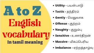 A to Z English Vocabulary  learn new words through tamil meaning [upl. by Vachill]