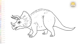 Triceratops easy drawing  Outline sketches  How to draw A Triceratops step by step  artjanag [upl. by Kress]