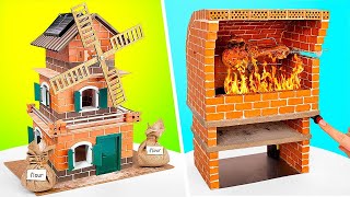 Manualidades asombrosas para cocinar con miniladrillos  Horno y molino en miniatura [upl. by Nimra]