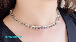 How to make beaded necklace DIY Necklace making tutorial [upl. by Enrico]