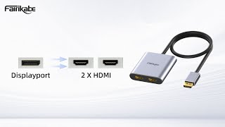 DisplayPort to Dual HDMI Splitter 4K Add 2 HDMI Monitors to DisplayPort PCLaptop for Windows Only [upl. by Nomelihp]