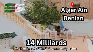 Alger Ain Benian  14 milliards  Maison 7 chambres 426 m2 hammam piscine [upl. by Ecissej]