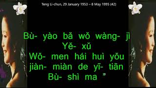 Goodbye My Love Teng LiChun Lyrics Video for Singing Practice PinYin 再見我的愛人 Zai Jian Wo de Ai Ren [upl. by Nadoj]