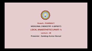 Medicinal Chemistry II  Local Anaesthetics Part1 AKTU Digital Education [upl. by Letisha]