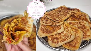 Recette des Crêpes feuilletées farcies ou MSEMMENS farcis au poulet et poivrons [upl. by Xel]