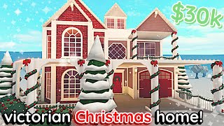 Victorian CHRISTMAS 30k Bloxburg House Build 2 Story Exterior Tutorial [upl. by Nisen452]