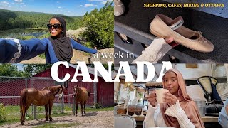 CANADA TRAVEL VLOG 🇨🇦 horse riding hiking shopping in montreal  what we ate [upl. by Mia98]