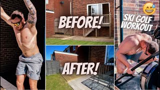 THE HARDEST SKI ERG WORKOUT  Back Garden Transformation Decking Slabs Outdoor Gym [upl. by Iloj]