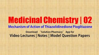 Medicinal Chemistry II 74 Mechanism of Action of Thiazolidinedione Pioglitazone  Antidiabetics [upl. by Meekyh]