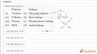 Match the column  quotPolymerquotquotLinkagequotiquotTerylenequotaquotGlycosidic linkagequotii [upl. by Cuthburt]