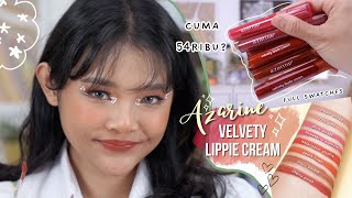 REVIEW AZARINE VELVETY LIPPIE CREAM BARU ALL SHADES DI KULIT SAWO MATANG  RIRIEPRAMS [upl. by Asoramla]