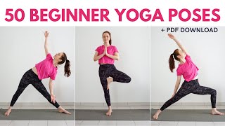 50 Mustknow BEGINNER YOGA POSES  Yoga for beginners [upl. by Ernesta199]