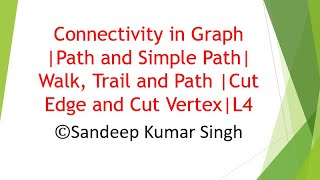 GRAPH THEORY Connectivity  Walk Trail and Path  Cut Edges and Cut Vertices  L4 [upl. by Marla]