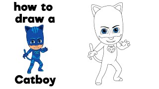 How to draw a Catboy from PJ Masks 2024 Cómo dibujar a Gatuno de PJ Masks 2024 [upl. by Ojok]