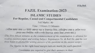 Fazil Examination 2023Fazil Islamic Studies Question Paper 2023 [upl. by Calen]