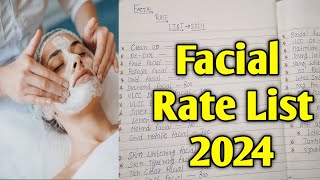 Facial rate List 2024 at Beauty parlour facial price list 2024 beauty parlour rate List 2024 [upl. by Grover73]