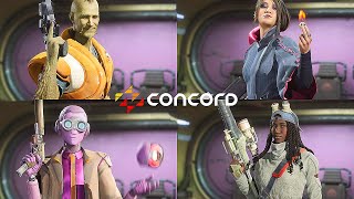 Concord  ALL Characters Select Animations amp Voices [upl. by Xirtaeb]