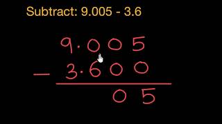 Subtracting decimals 9005  36 Hindi [upl. by Rafaj945]