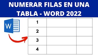 CÓMO NUMERAR FILAS EN UNA TABLA EN WORD 2022 [upl. by Cuthbert]