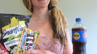 ASMR Eating Popcorn  Twizzlers  MampMs and Drinking Cherry Pepsi [upl. by Rubie]