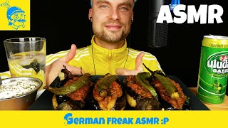 ASMR eating stuffed eggplants Karnıyarık 🇹🇷🇩🇪🍆 German ASMR English subtitles  GFASMR [upl. by Refinne]