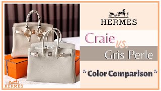 Hermès CRAIE 10 vs GRIS PERLE 80 Color Comparison  IndoorOutdoor Indepth  My First Luxury [upl. by Alekin677]