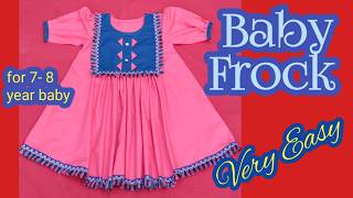 Trending Baby Girl Top Frock Design  Easy Cutting and Stitching  6  7 YearEE stitching ideas [upl. by Atinhoj]