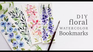 DIY Floral Watercolor Bookmarks [upl. by Bank]