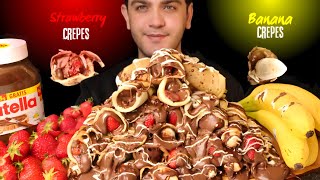 ASMR Nutella Crepe Rolls Banana Crepes and Strawberry Crepes  Nutella Mukbang  мукбанг먹방асмр [upl. by Surovy]