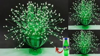 Plastic bottle Vase Craft DIY Tree from Pearl and Waste bottleSprite ki bottle se banaye Guldasta [upl. by Reggis519]