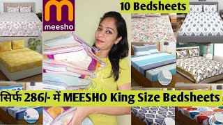 सिर्फ 286 में MEESHO King Size Bedsheets  Premium Quality Elastic bedsheetsmeeshohomedecorhaul [upl. by Cleodell]