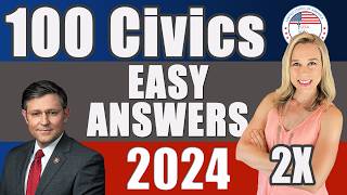 2024 100 Civics Questions and answers in RANDOM Order amp SIMPLEST ANSWERS  REPEAT 2X [upl. by Nahsar]