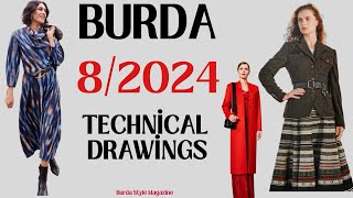 Burda Style 82024 Technical Drawings Full Line [upl. by Nev446]