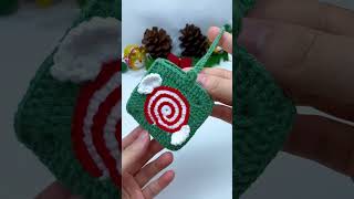 Crochet granny square candy pattern pouch christmas crochetanywhere crochetchristmasdecoration [upl. by Weidar429]