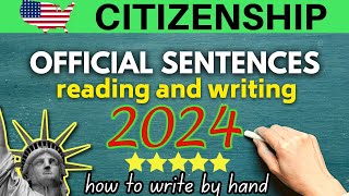 2024  US Citizenship English Reading and Writing Tests Official Sentences N400 Interview [upl. by Noscire]