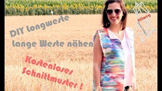 DIY Longweste  Lange Weste nähen  Kostenloser Schnitt amp Anleitung [upl. by Hukill949]