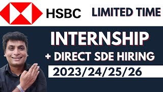 HSBC Internship Urgent Hiring  65000 Rs Stipend 2023 2024 2025 2026 Batch Eligible [upl. by Althee]