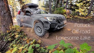 Offroading in Subaru Outback Wilderness Lonesome Lake Potluck with Rugged Roo Crew [upl. by Maunsell]