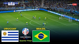 🔴LIVE  URUGUAY vs BRAZIL I COPA AMERICA 2024 QUARTER FINAL  MATCH LIVE TODAY  REALISTIC PES GAME [upl. by Ingham975]