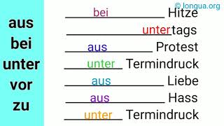 Präpositionen und Nomen  Ausdrücke bei Hitze untertags aus Protest unter Termindruck aus Liebe [upl. by Dorr]