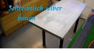 DIY Tisch aus Paletten und Beton selber bauen Beton Schreibtisch  Tisch bauen Anleitung [upl. by Bachman644]