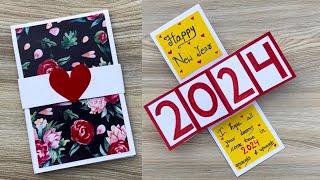 DIY  Happy New Year Card 2024  New Year Card  Greetings Card  Handmade Card For New Year [upl. by Phiona]