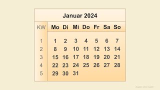 Kalender Januar 2024 [upl. by Oidgime782]