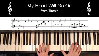 Titanic  My Heart Will Go On  Easy Piano Solo [upl. by Mendelson]